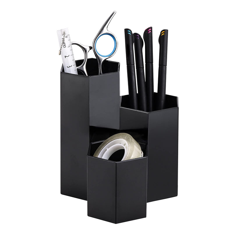 [Australia] - LoveBB Makeup Brush Holder Organizer, 3 Slot Plastic Cosmetics Brushes Pen Storage Solution, Black 3-Slot 
