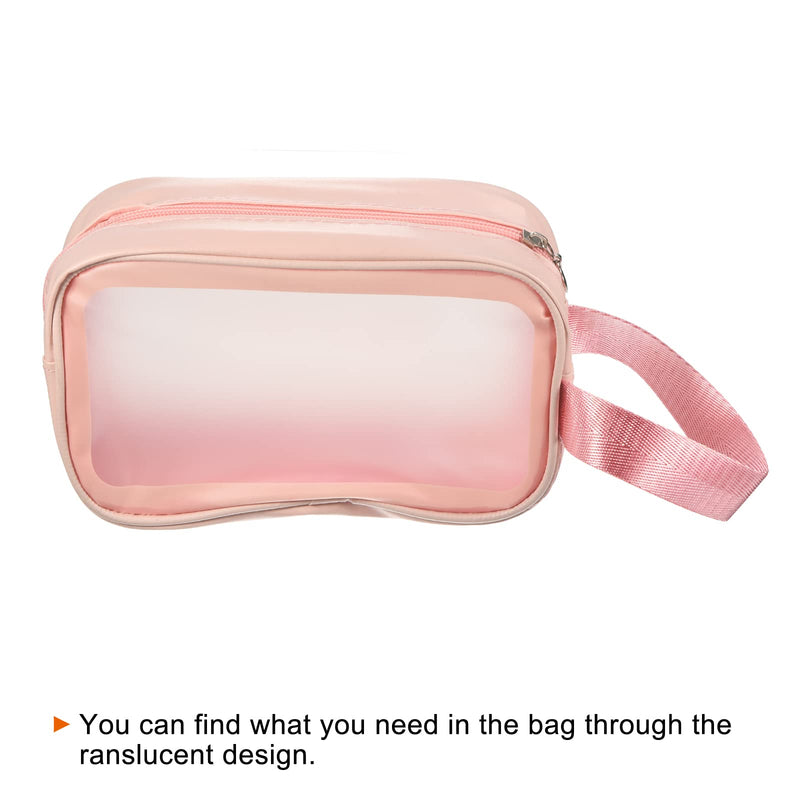 [Australia] - PATIKIL 4.7"x8.3"x2.8" Clear Toiletry Bag, 3 Pack PVC Makeup Bags Cosmetic Pouch with Zipper Handle for Travel Home Storage, Pink 