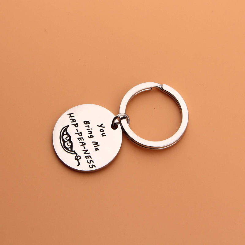 [Australia] - PLITI Couple Keychain Two Peas in A Pod Jewelry Pea Pod Keyring You Bring Me Happeaness Wedding for Couple You Bring Me Happeaness Key 