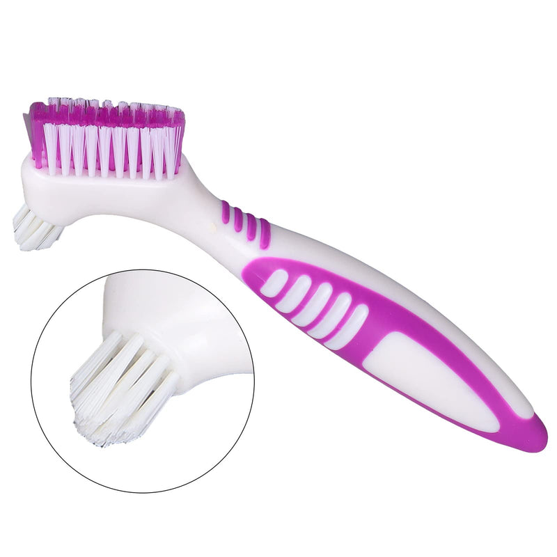 [Australia] - False Teeth Cleaning Brush, Double Sided Portable Denture Toothbrush for Brushes Multi Layered Bristles Set Hard Care Toothbrushes 