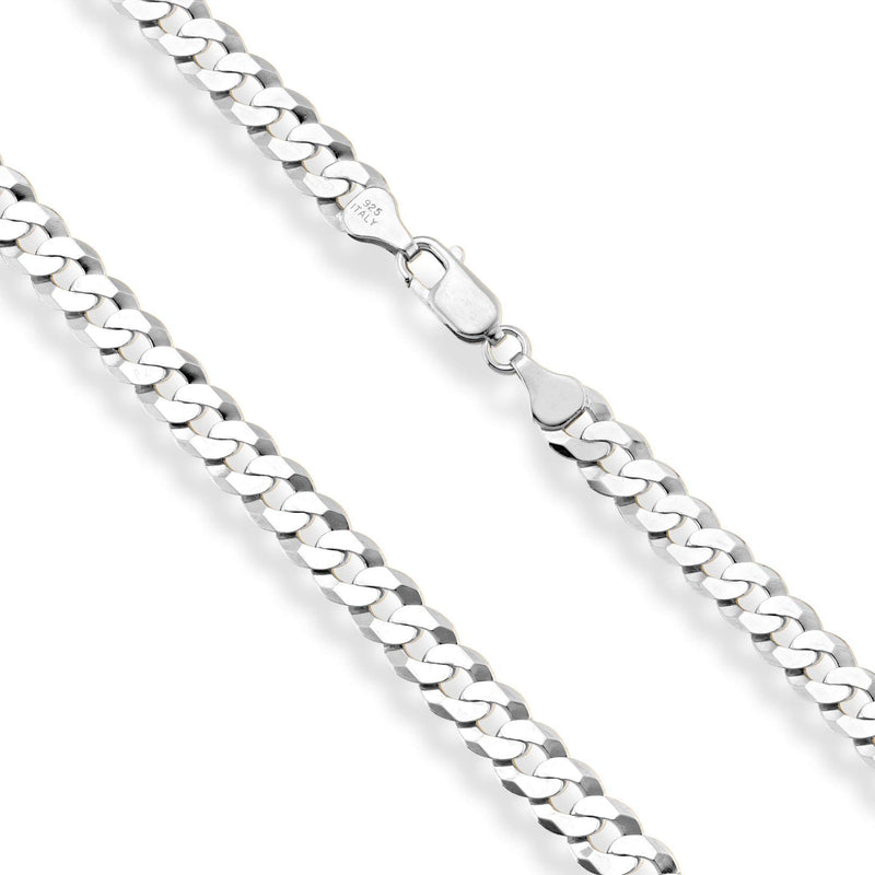 [Australia] - Miabella Solid 925 Sterling Silver Italian 7mm Diamond Cut Cuban Link Curb Chain Necklace for Men Women, 16, 18, 20, 22, 24, 26, 30 Inch Length 16 Inch (choker length) 