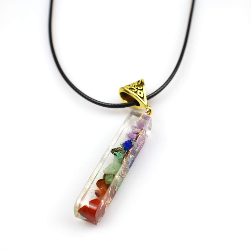 [Australia] - ARZASGO 7 Chakra Stones Necklace Healing Crystal Pendant Orgone Energy Adjustable Necklace Jewelry Gift for EMF Protection Anxiety Spiritual Healing A 