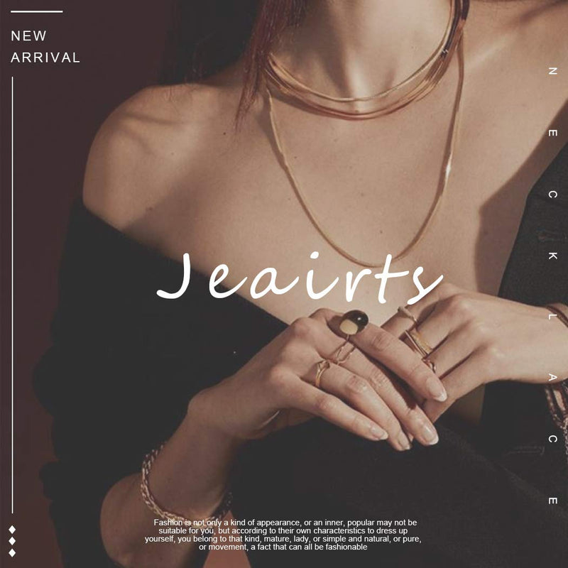 [Australia] - Jeairts Punk Layered Necklace Snake Bone Choker Necklaces Minimalist Necklace Chain Jewelry for Women and Girls Gold 