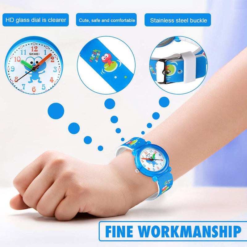 [Australia] - YxiYxi Kids Watches for Boys Girls Cute Cartoon 50M Waterproof Silicone Children Analog Toddler Wrist Watch with Time for 3-10 Year Boys Girls Little Child Blue 