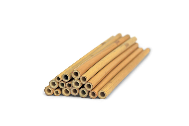 [Australia] - FOOGO Green 10 Bamboo Straws with Cleaning Brush | Reusable | 20cm | 2 diameters | Juices and Smoothies Drinking Straws | 100% Natural | Biodegradable | Eco Friendly 
