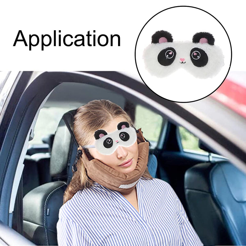 [Australia] - 2 Pcs Panda Fluffy Sleep Eye Masks Cute Animal Plush Eye Masks Elastic Sleeping Eye Covers for Travel, Office, Home Sleep Shading 