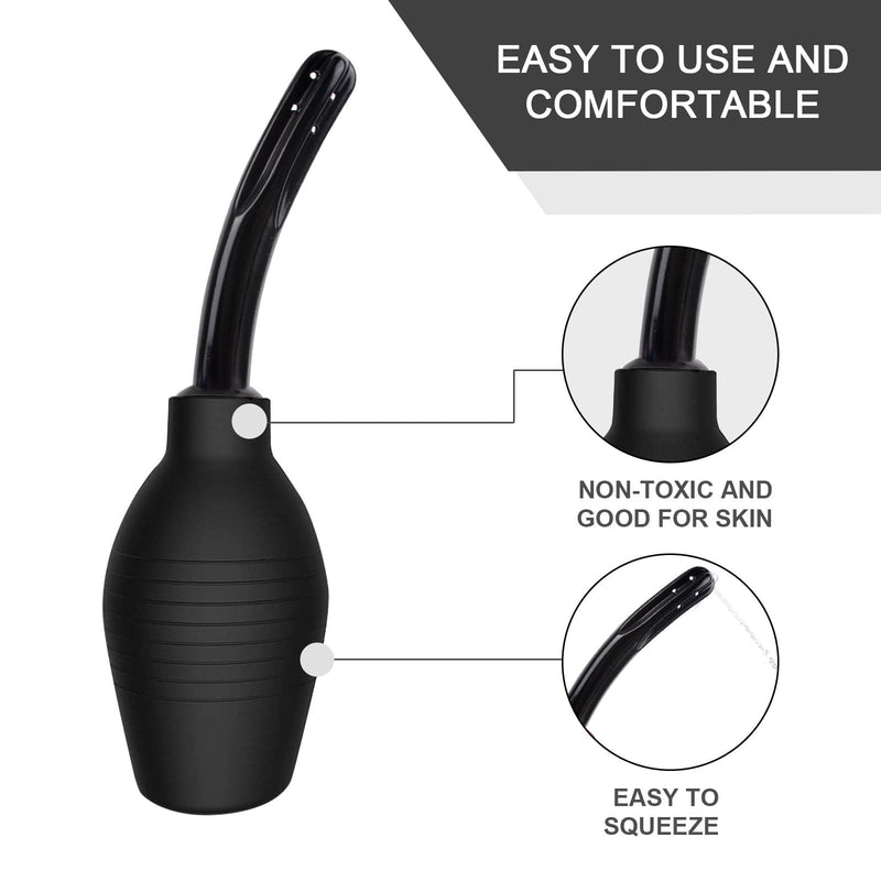 [Australia] - AWAVM 310ML Anal Douche Enema Bulb Vaginal Douche Enema Cleaner for Women’s or Man’s Health Safe Comfortable Rubber Washing Cleaning Douche Kit black 