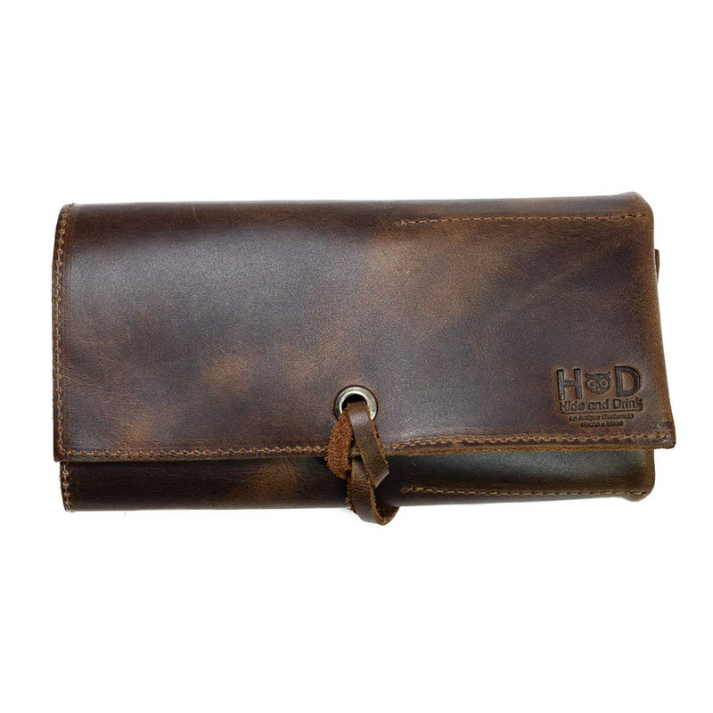 [Australia] - Hide & Drink, Rustic Leather Travel Watch Roll Organizer Holds Up To 4 Watches, Easy Carry On Watchlover Storage, Travel Essentials Gift Handmade Includes 101 Year Warranty :: Bourbon Brown 