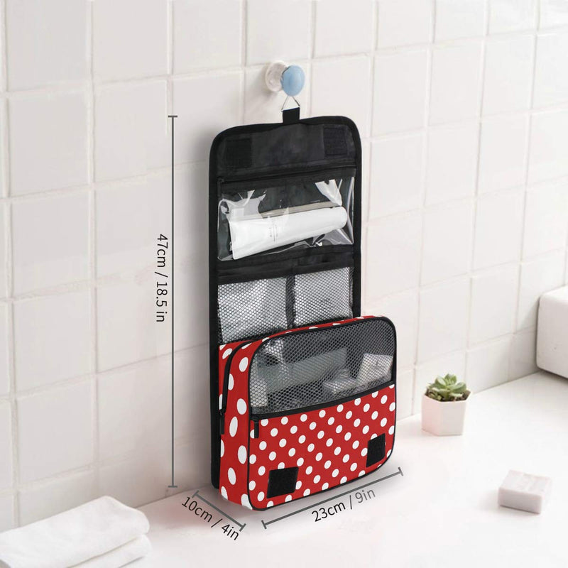 [Australia] - Bardic Hanging Travel Toiletry Bag Polka Dot Print Large Capacity Makeup Cosmetic Bag Portable Toiletry Kit Organizer 