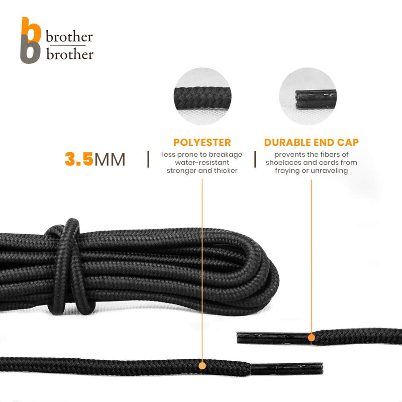 [Australia] - BB BROTHER BROTHER Boot Laces (5 Pairs) of Heavy Duty and Durable Round Shoelaces for Work, Hiking and Walking Boots 47'' Inches (120CM) Black 