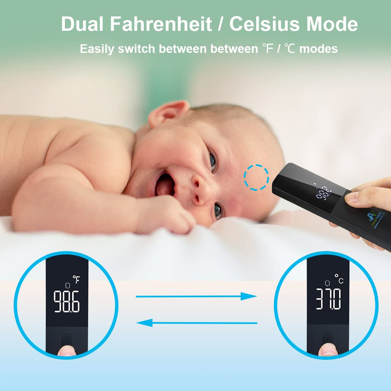 [Australia] - Amplim Hospital Medical Grade Non Contact Digital Clinical Forehead Thermometer for Adults, Kids, and Babies, FSA HSA Approved, 2001W1, Black 