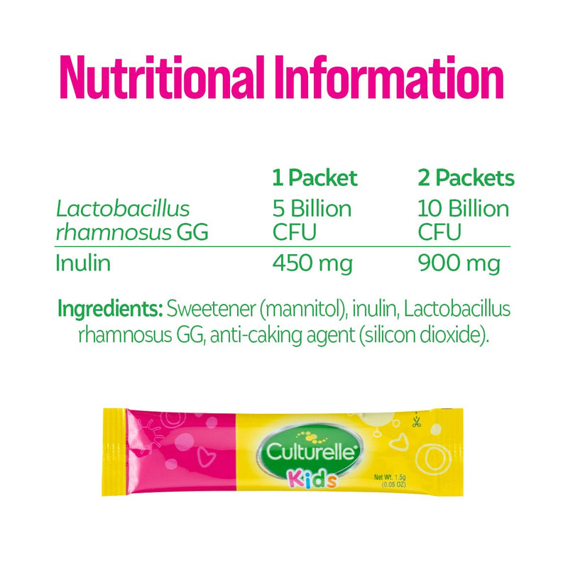 [Australia] - Culturelle� Kids Daily Probiotic Supplement for Children |Gut Friendly Live Bacteria| Help Gut Microbiome | Lactobacillus rhamnosus GG| 30 Sachets For Monthly Supply | Vegan | 