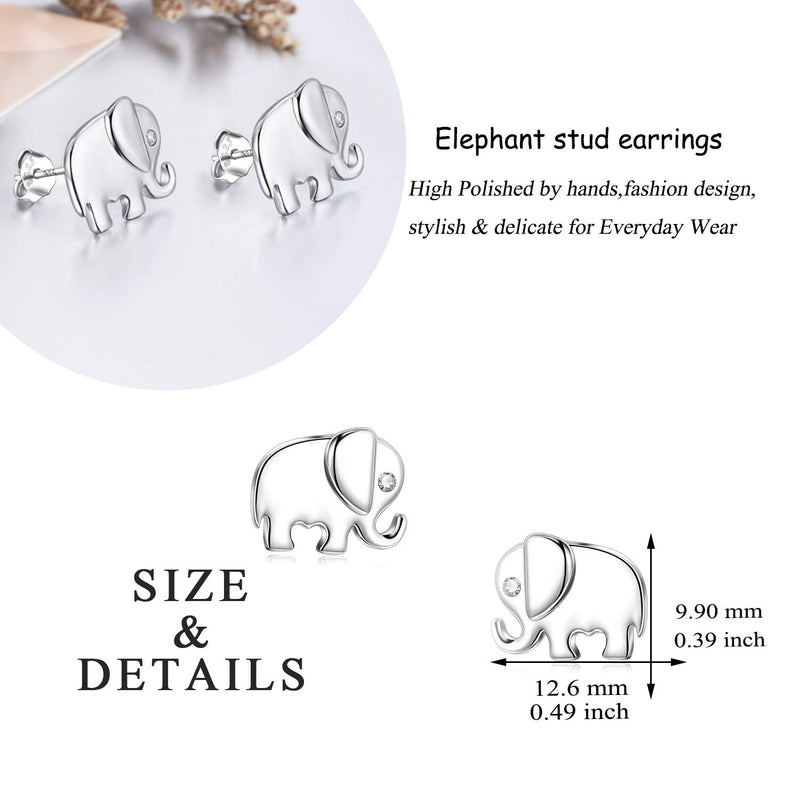 [Australia] - Elephant Jewelry 925 Sterling Silver Lucky Elephant Stud Earrings, Elephant Family Necklace for Women Elephant 2 