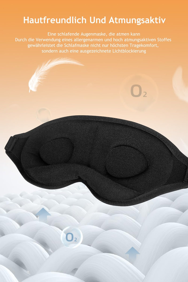 [Australia] - Sleep Mask, Eye Mask, Soft and Comfortable New 3D Blackout Sleep Eye Mask for Travel, Meditation, Sleep Masks for Men and Women (Grey) (Black) (Black) Black 