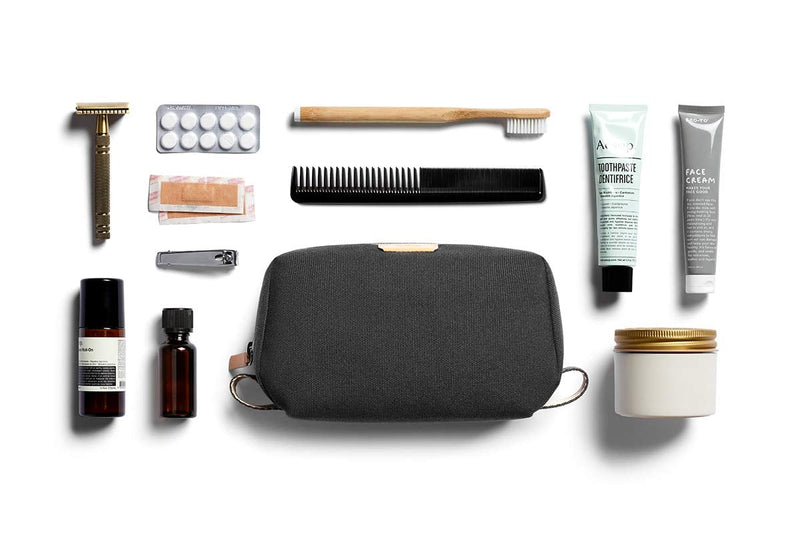 [Australia] - Bellroy Dopp Kit (Toiletry Bag, Zipper Closure, Water-Resistant Lining, Travel Wash Bag, Internal Mesh Pocket Organization) - Charcoal Charcoal - Recycled 