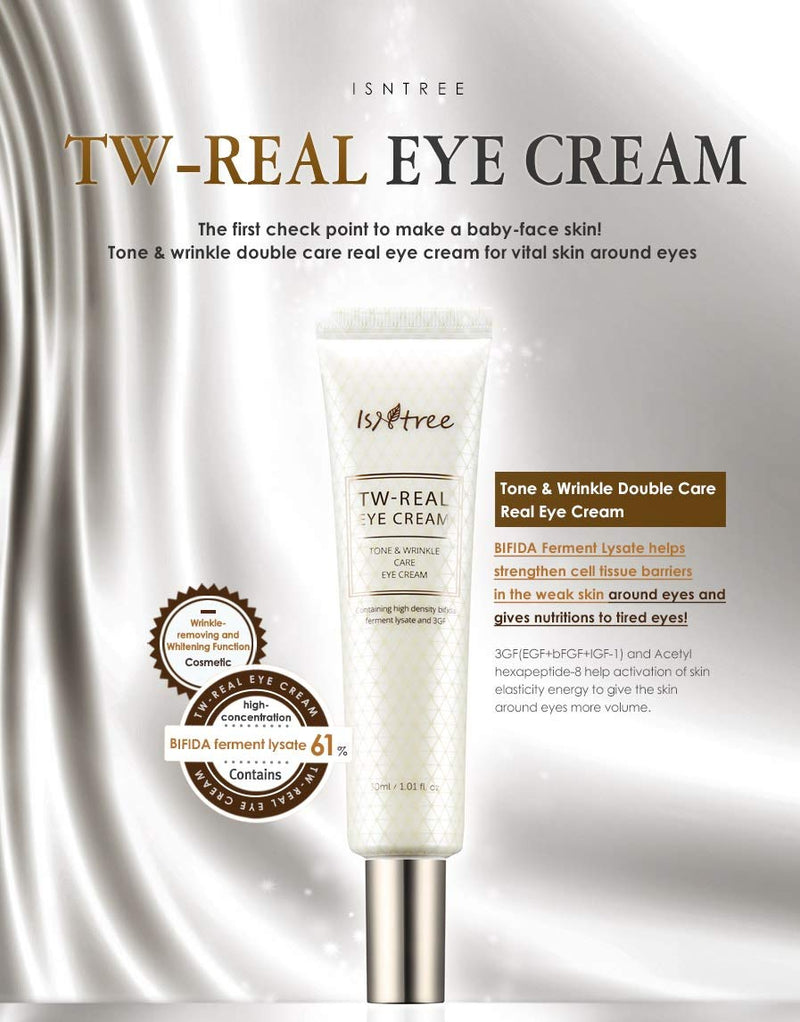 [Australia] - Isntree TW-REAL Eye Cream Korean Eye Cream for Dark Circles, Bags Under Eyes 1.01 fl. oz. - Treatment Care - Reduce Fine Lines, Puffiness, Dryness - Dull Spots Under Eye 