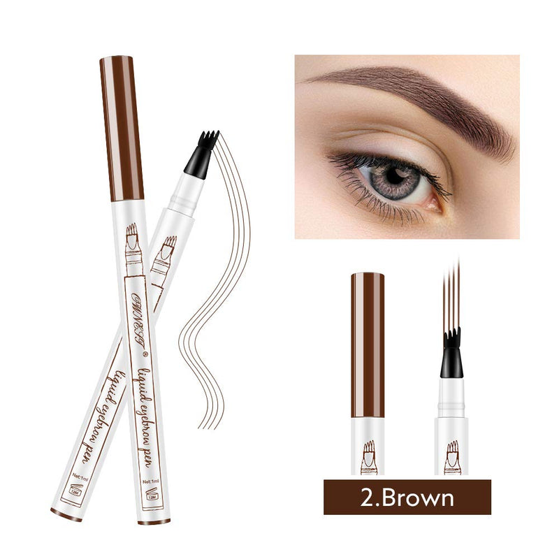 [Australia] - Ownest 2 Pack Eyebrow Tattoo Pen,Waterproof Long Lasting Eyebrow Penci,with a Micro-Fork Tip Applicator Creates Natural Looking Brows Effortlessly-Chestnut A-2×Chestnut 