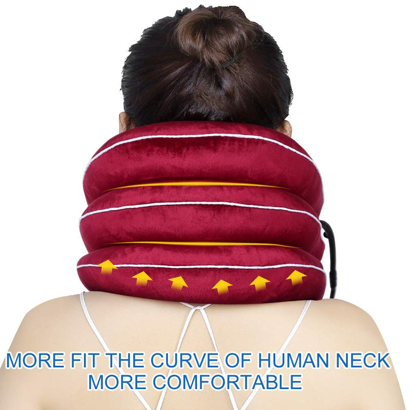 [Australia] - Yctze Air Inflatable Neck Stretcher, Air Inflatable Cervical Collar Device Neck Traction Support Neck Massage Stretcher Ideal for Home Office Use (Red) Red 