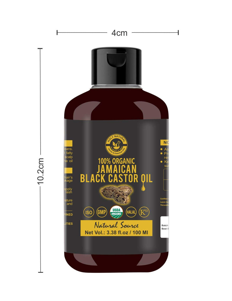 [Australia] - Organic Jamaican Black Castor Oil (3.38 fl oz) USDA Certified, Black Castor oil, Jamaican black castor oil, Traditional Handmade with Typical and Traditional roasted castor beans smell,100% Pure black Castor Oil (No Additive, No preservative) 