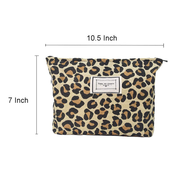 [Australia] - LYDZTION Leopard Print Makeup Bag Cosmetic Bag for Women,Large Capacity Canvas Makeup Bags Travel Toiletry Bag Accessories Organizer,Yellow Yellow 