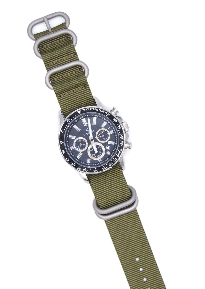 [Australia] - ArtStyle Watch Band with Colorful Nylon Material Strap and Heavy Duty Brushed Buckle Armygreen 18mm 