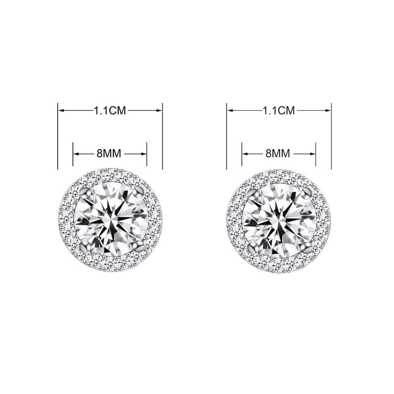 [Australia] - QUKE 8mm Shining Cubic Zirconia Crystal Round Clip On Earrings Non Pierced Jewellery Elegant Stud For Women Girls White 