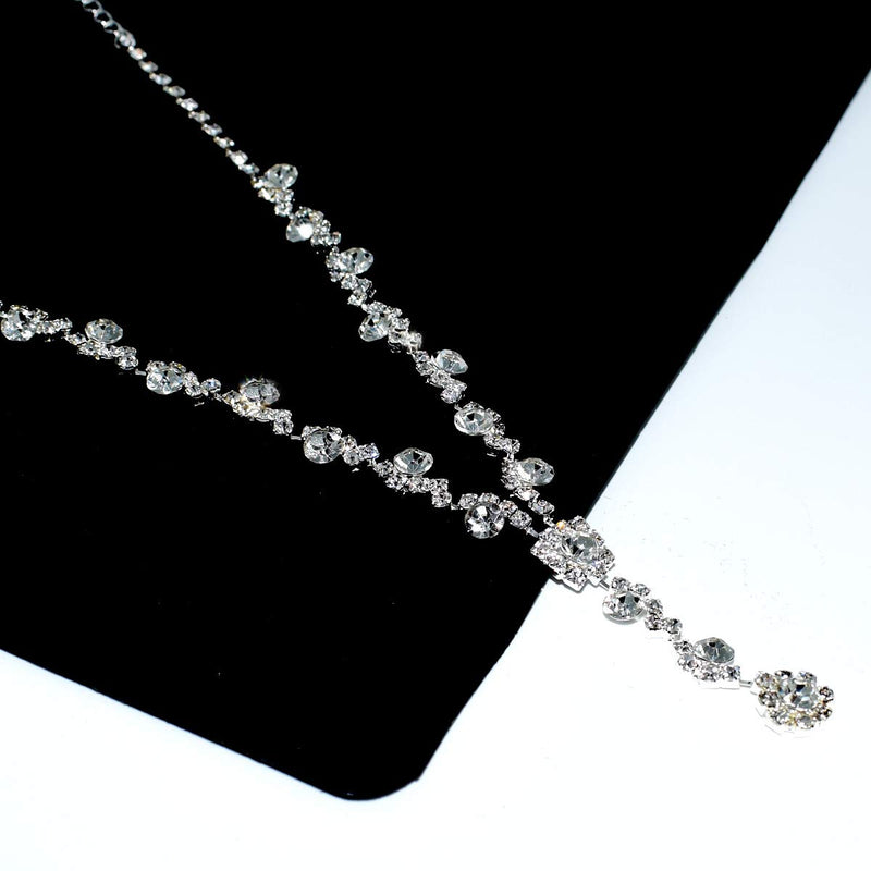 [Australia] - UDORA Crystal Necklace Earrings Bracelet Jewelry Sets for Bridal Bridesmaid Wedding Party silver-3SET 