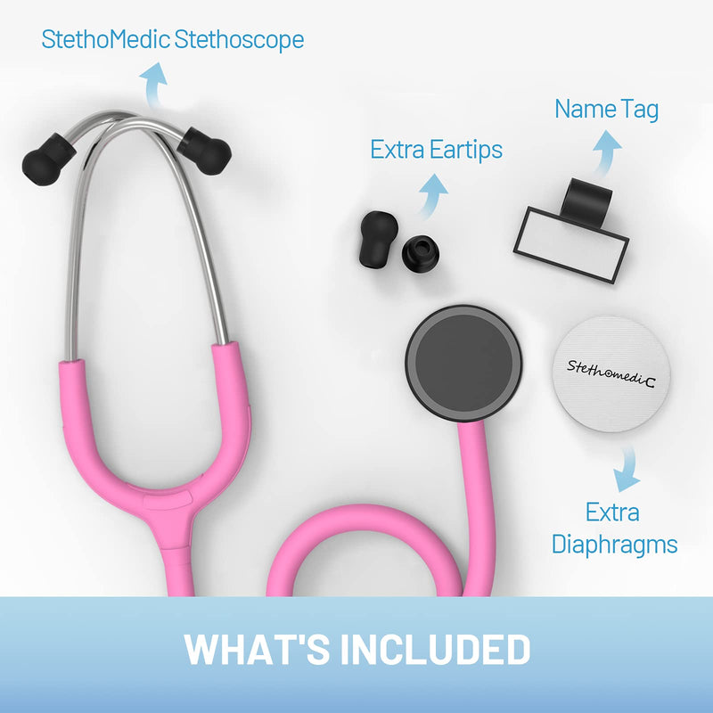 [Australia] - Dual Head Stethoscope for Medical and Home by FriCARE, Classic Lightweight Design, Stethoscope for Adult, Gift for Nurses, Doctors, Medical Students, 28 inch (Peach Pink) Peach Pink 