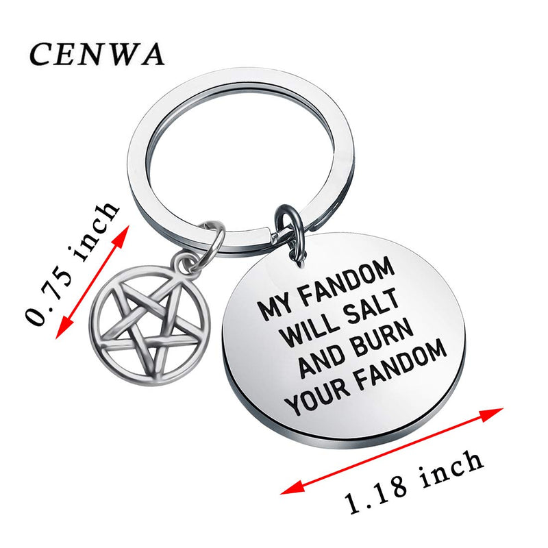 [Australia] - CENWA Supernatural Inspired Jewelry Supernatural Quote My Fandom Will Salt and Burn Your Fandom Keychain SPN Jewelry Gift for Supernatural Fans Sam Dean Winchester Gift 