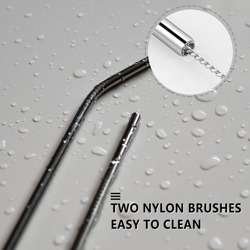 [Australia] - LessMo 12 Pcs Stainless Steel Straws, Reusable Metal Drinking Straws with 2 Cleaning Brush for Smoothie, Milkshake, Cocktail and Hot Drinks 