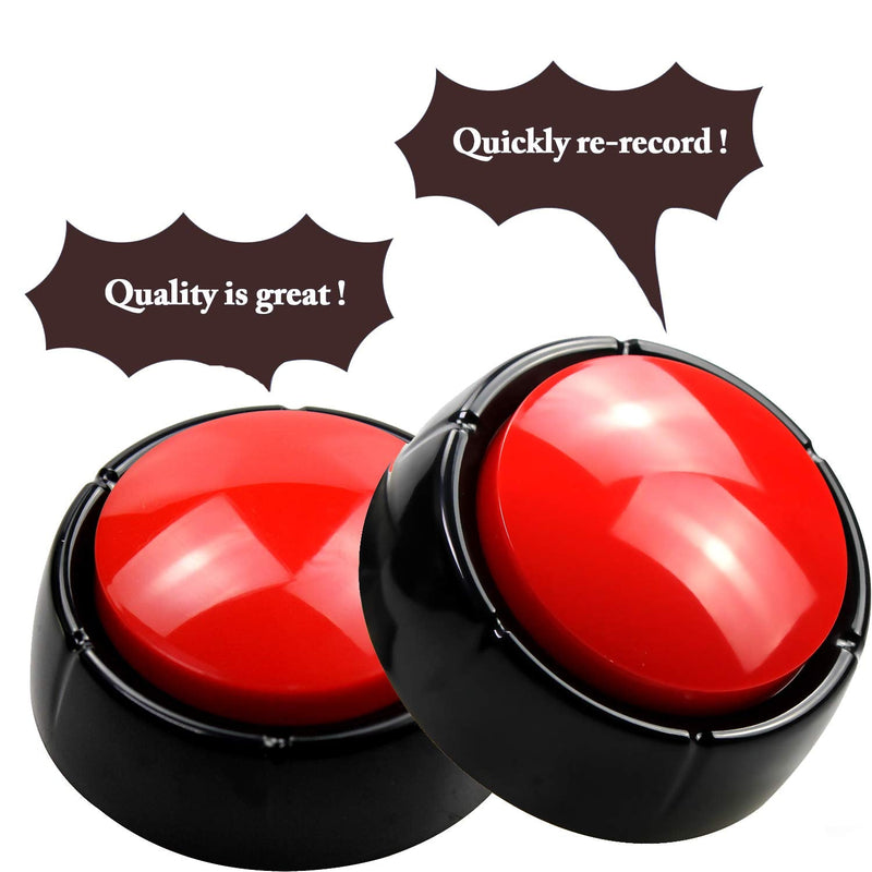 [Australia] - Cover Custom Record Talking Button Pet button easy button Sound Button Recordable Recordable Button, Dog Training BuzzerTalking Button Office Desk Gag Gift 30 Seconds 2 AAA Batteries Included - Newest Red+black 