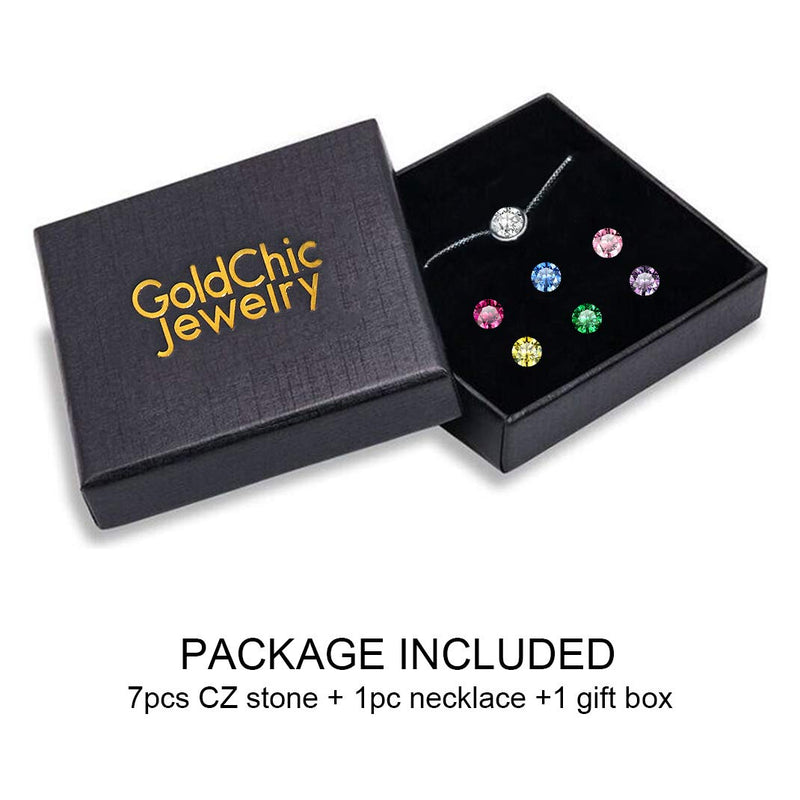 [Australia] - GoldChic Jewelry 7pcs Interchangeable Bezel-Set Necklace for Women Girl Gift Jewelry,Cubic Zirconia Necklace, Bezel Necklace with Gift Box Gold 