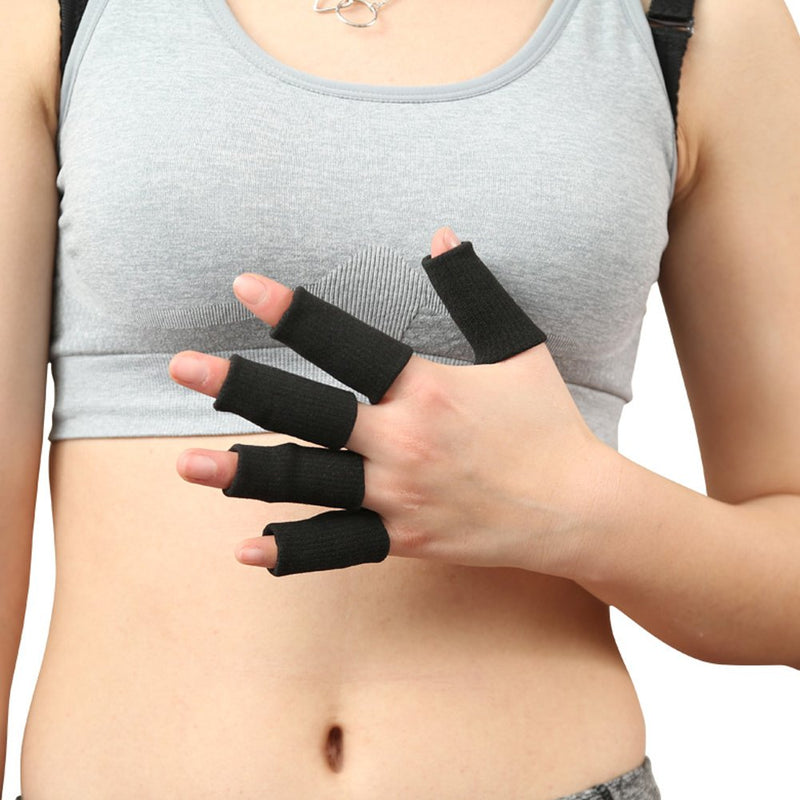 [Australia] - Finger Sleeves for Basketball Player, GranVela 10PCS Professional Nylon Fingerstall Finger Protector for Basketball, Volleyball, Tennis, Badminton and More (Black) Black 