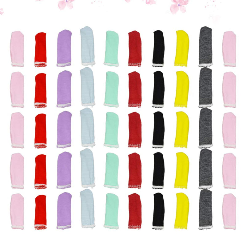 [Australia] - PRETYZOOM 50pcs Finger Cots Cotton Finger Guards Protective Fabric Finger Gloves Finger Protection Fingertip Cover Sleeves (Random Color) 