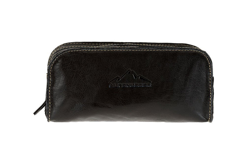 [Australia] - Toiletry Bag"MAINAU" | Made Of Buffalo Leather | Men Women Brown | By Alpenleder (Black) Black 