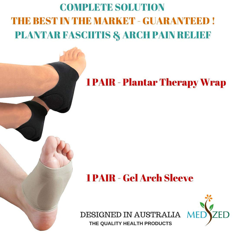 [Australia] - MEDIZED® Plantar Fasciitis Therapy Wrap Heel Foot Pain Arch Support Ankle Brace Insole Orthotic Neuropathy Sock for Men Women blackbeige 