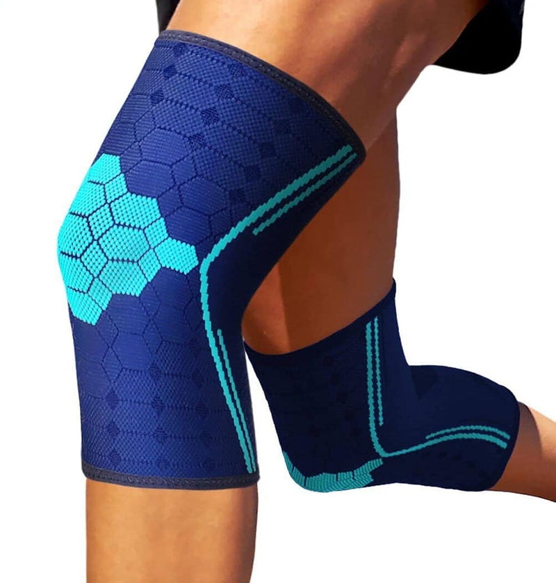 [Australia] - Sparthos Knee Compression Sleeves [Cobalt Blue - Large] x Sparthos Hinged Knee Brace [Size L] 
