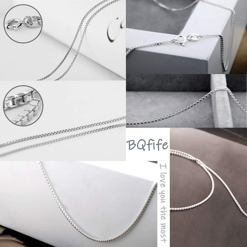 [Australia] - BQfife Jewelry 925 Sterling Silver Designer Chain 0.8MM Delicate Italian Box Chain - Super Thin & Strong Lovely Necklaces 20.0 Inches 