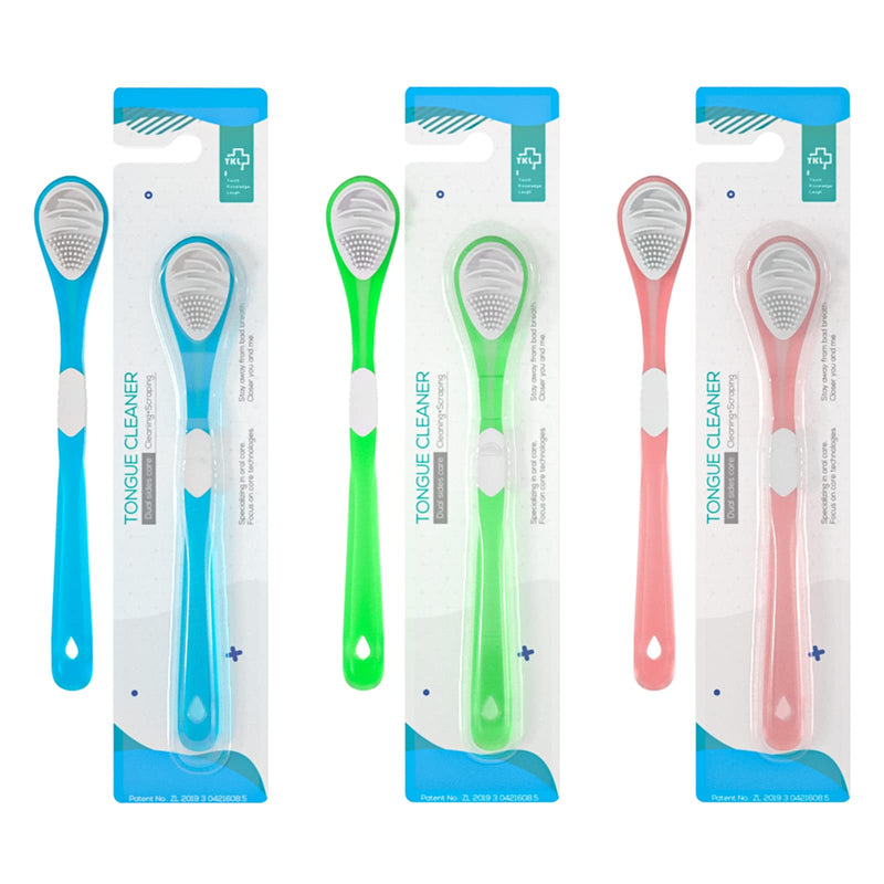 [Australia] - 3-Color 3 Pack Adult Tongue Scraper and Tongue Cleaning Brush Double-Sided Soft Tongue Coating Brush, Portable Food-Grade Oral Massage Brush… 3 packs 