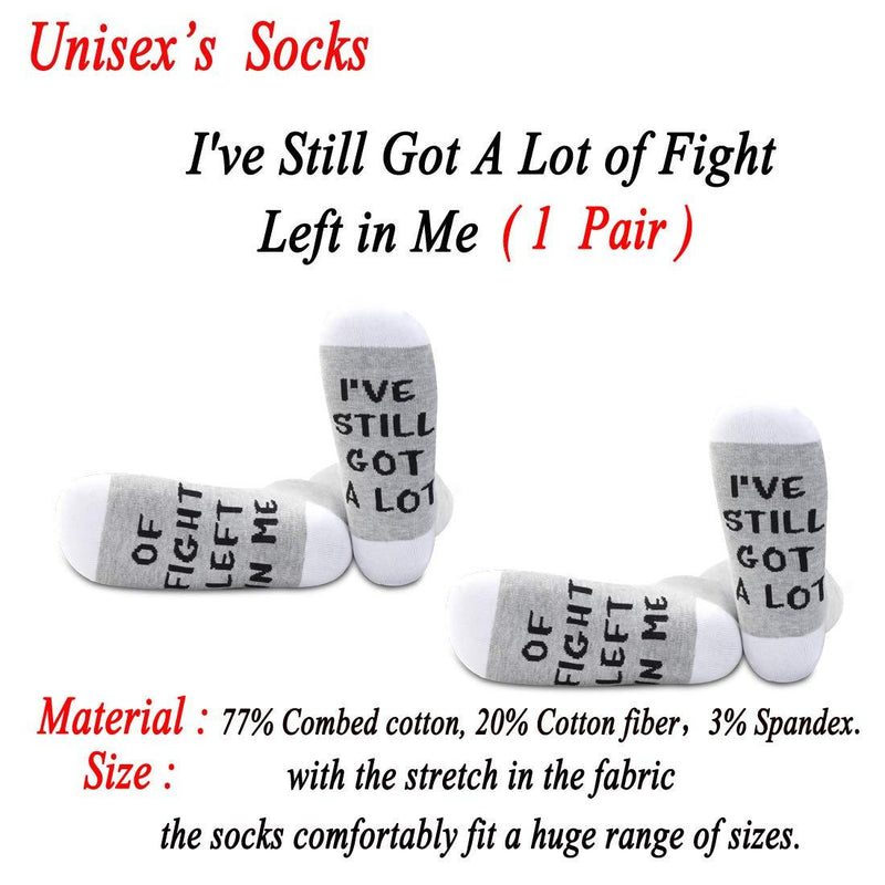 [Australia] - 1 Pair Cancer Survivor Socks Cancer Warrior Gift I've Still Got A Lot of Fight Left in Me Socks Empowerment Gift Got A Lot of Fight 1 Pair 