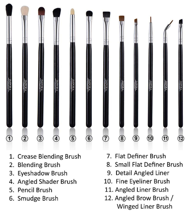 [Australia] - Eye Makeup Brush Set by Impora London. Includes - Eyeshadow Brushes, Blending Brush, Crease Brush, Eyeliner Brush & more [12 Brushes]. 
