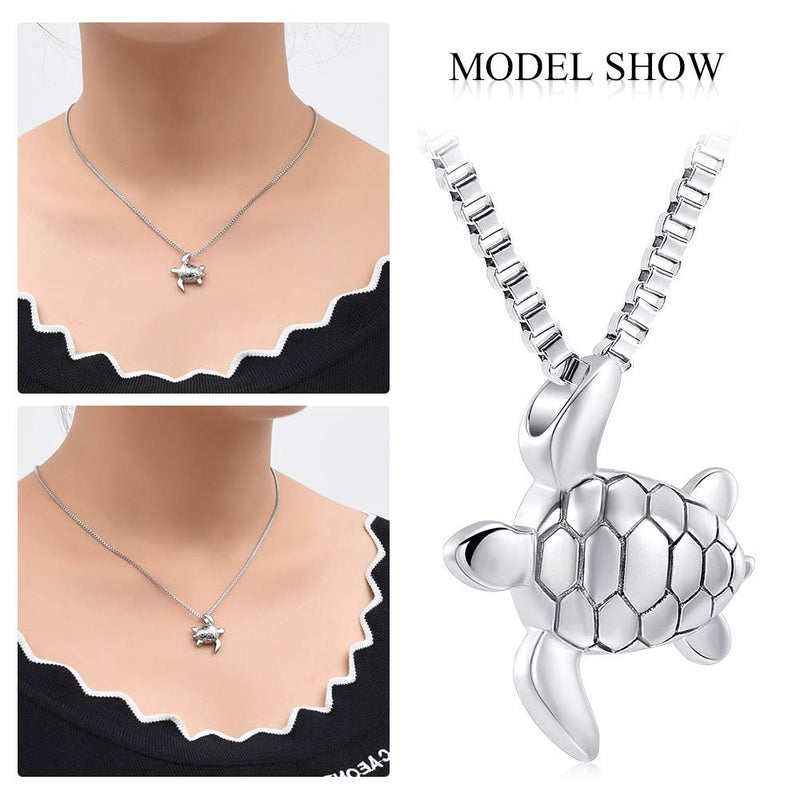 [Australia] - XSMZB Sea Turtle Cremation Jewelry for Ashes Stainless Steel Keepsake Memorial Urn Pendant Necklace for Pet/Human Silver 