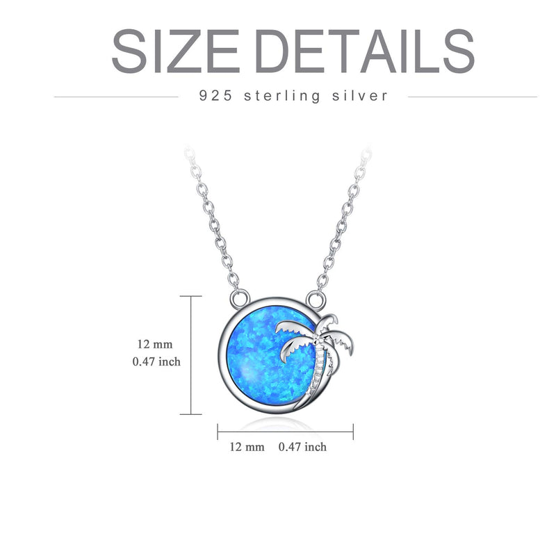 [Australia] - SOULMEET Palm Tree Jewelry Necklace for Women Sterling Silver Simulated Opal Necklace for Her Created Opal - Palm Tree 