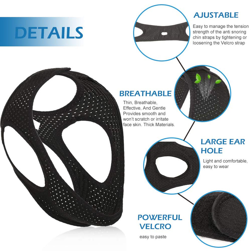 [Australia] - Snoring Chin Strap, Anti Snoring Chin Strap, Anti Snore Devices, Professional Effective Anti snoring Devices, Comfortable Adjustable Stop Snoring Chin Strap for Men, Women, Kids, Black,1pc 