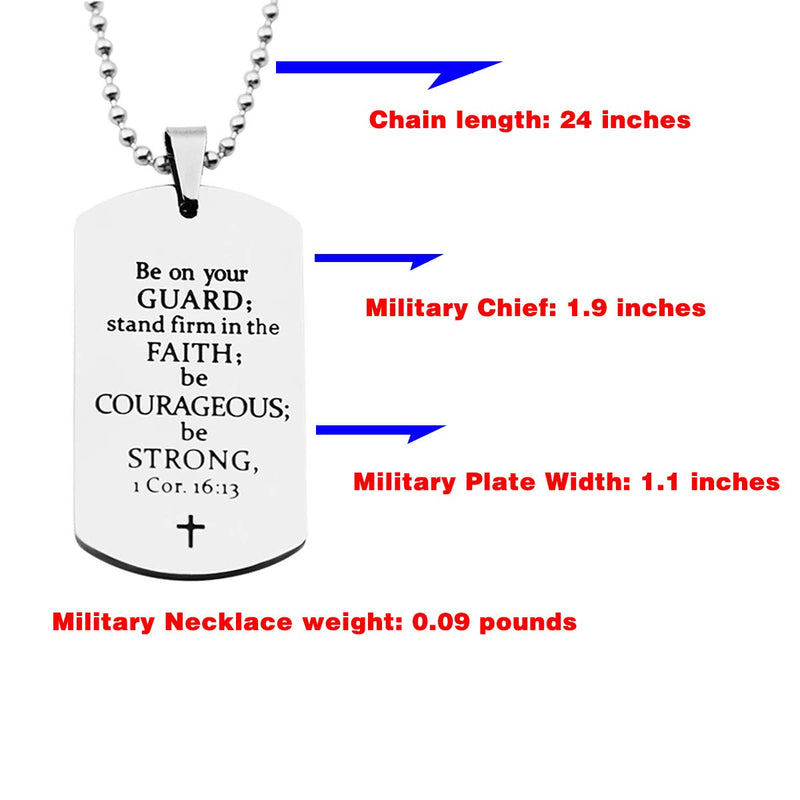 [Australia] - Stpower Baptism Gift Stainless Steel Dog Tag Bible Verse Pendant Necklace Christian Gift Be on your guard stand firm in the faith be courageous be strong 