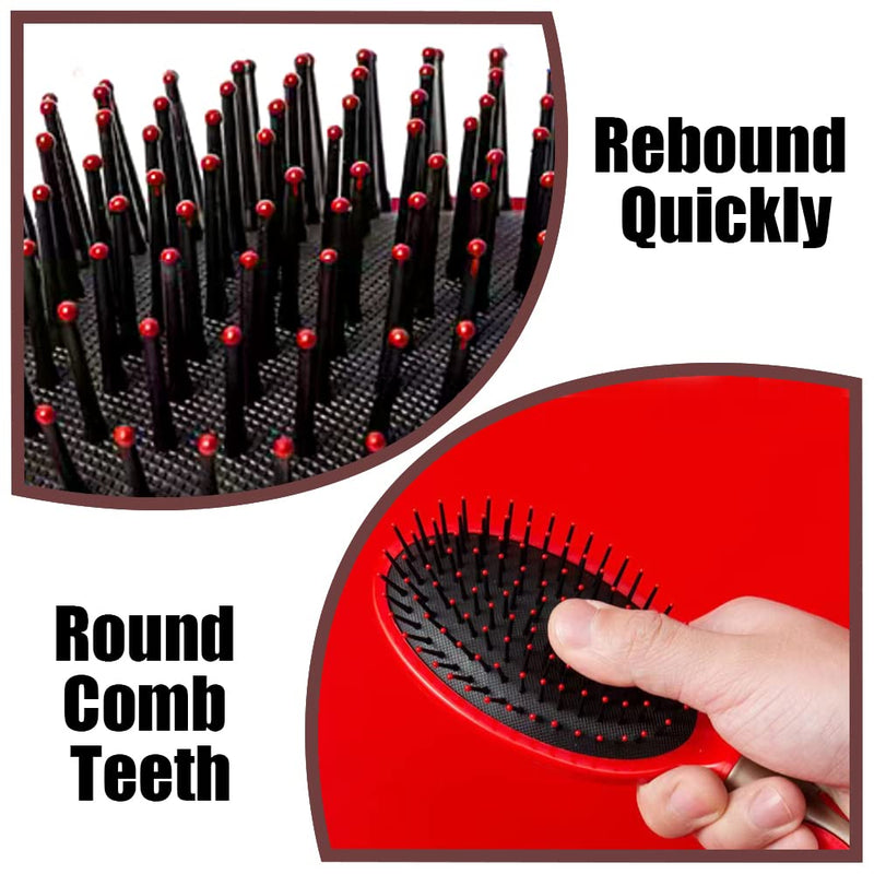 [Australia] - 4 Pcs Hair Brush Set,Anti Static Massage Oval Comb,Detangling Brush Round Hair Brush Vent Hair Brush ,Detangling Hairbrush for Women Men and Kids Red 