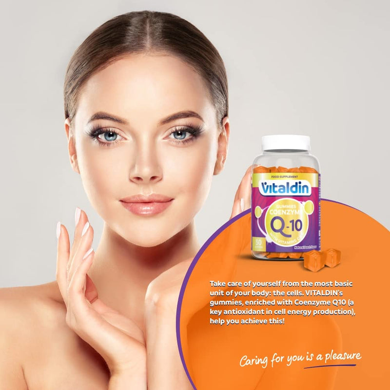 [Australia] - VITALDIN Coenzyme Q10 Gummies � 200 mg CoQ10 per Serving � 50 Chewable Gummies (1 Month Supply), Peach Flavour � Beauty Supplement � Antioxidant � Gluten Free 