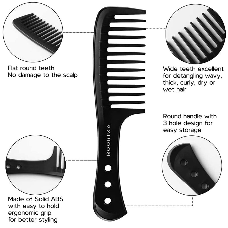 [Australia] - Boorika Wide Tooth Comb – Smooth & Sturdy Wide Tooth Comb for Curls – Curl Comb for Long Wet or Curly hair - Heat Resistant & Anti-Static Styling Comb 