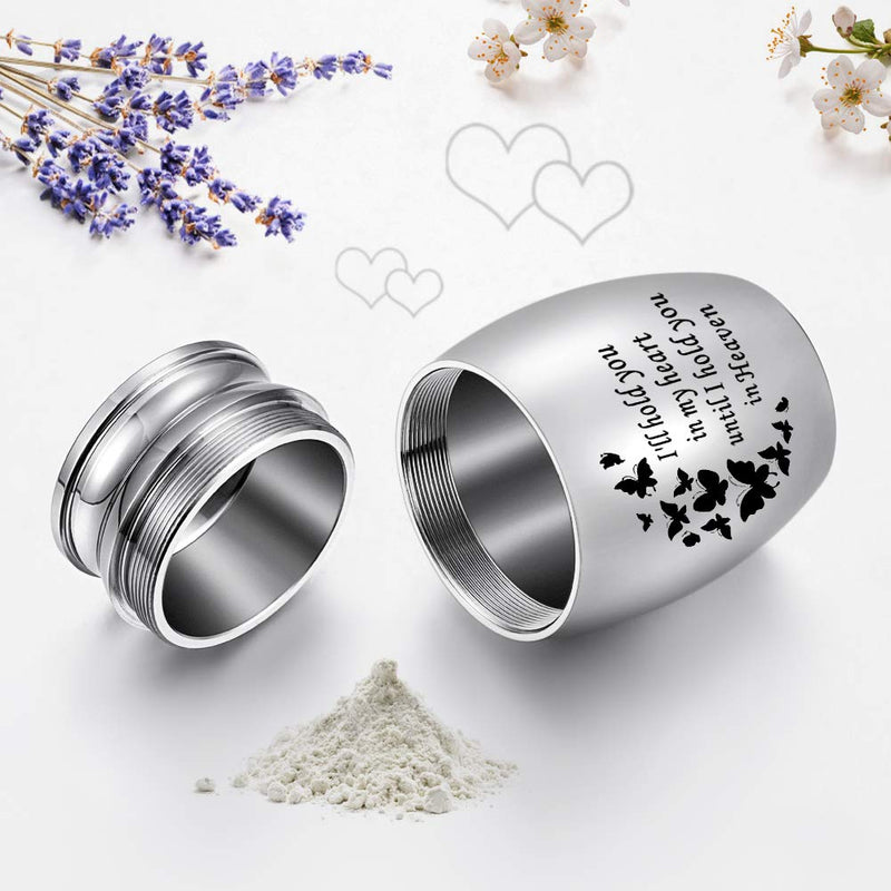 [Australia] - XIUDA Small Cremation Urn for Human Ashes Mini Ashes Keepsake Urn Stainless Steel Butterfly Cremation Case - I'll Hold You in My Heart Until I Hold You in Heaven Silver 