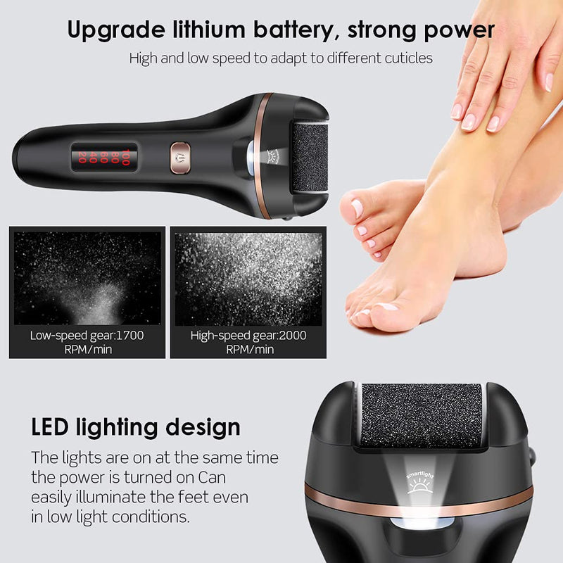 [Australia] - Electric Foot File Callus Remover, Rechargeable Callous Removers for Feet, Professional Foot Care Kit Foot Rasp Dead Skin Remover Pedicure Kit with Power Display for Men Women Salon or Home Best Gift 